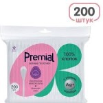 Ватные палочки, Premial (Премиал) 200 шт с ионами серебра пакет