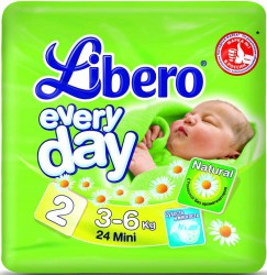 Подгузники 24 шт. Libero эвридей мини 3-6 кг